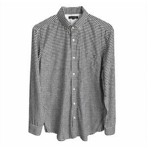 Banana Republic Slim Fit Button Down Shirt Mens L Black White Gingham Cotton